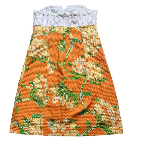 Lilly Pulitzer Bowen Strapless Dress Sz 0 Beaded Orange White Floral Cotton - Picture 3 of 16
